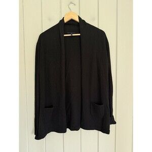 Enzo Mantovani Cardigan Sweater M Medium Open Front 100% Cashmere Black